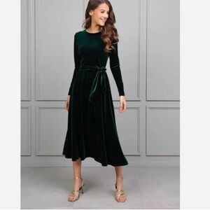 Badgley Mischka Green Velvet dress size 0 NWT High Low